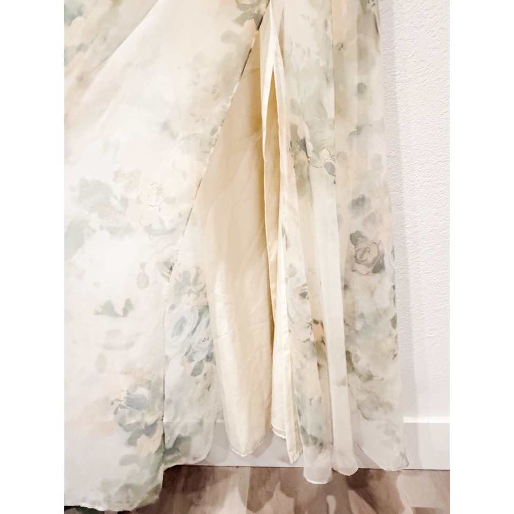Jenny Yoo Inesse Watercolor Floral Maxi Dress Formal Bridesmaid 10 Ivory Sage - Picture 4 of 6